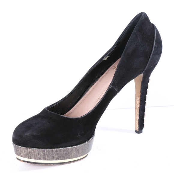 VINCE CAMUTO PLATFORM BLACK SUEDE HIGH HEELS SZ 9 - Picture 3 of 7